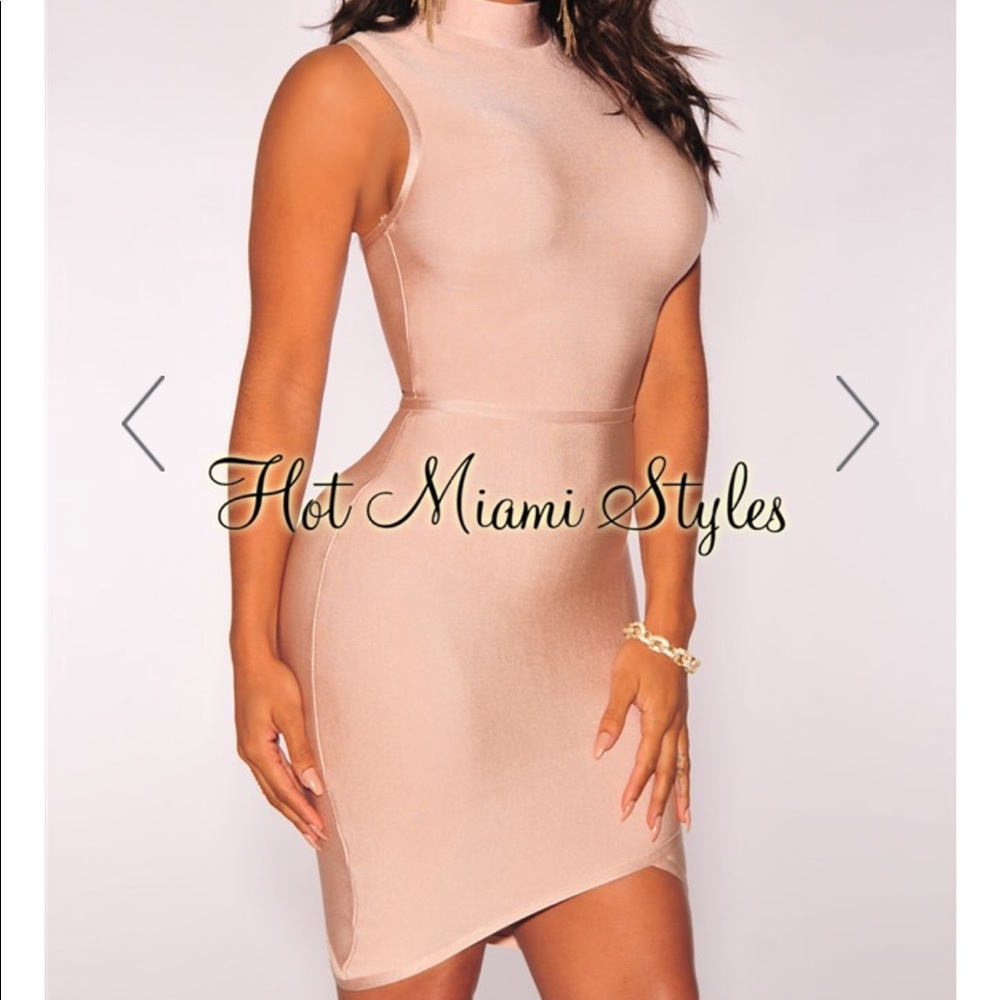 Nude Mock Neck Arched Bandage